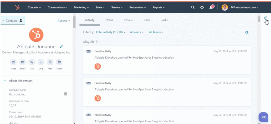 HubSpot UI